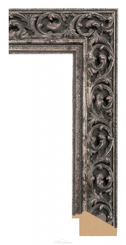 Rama ozdobna drewniana, wykończenie stare srebro