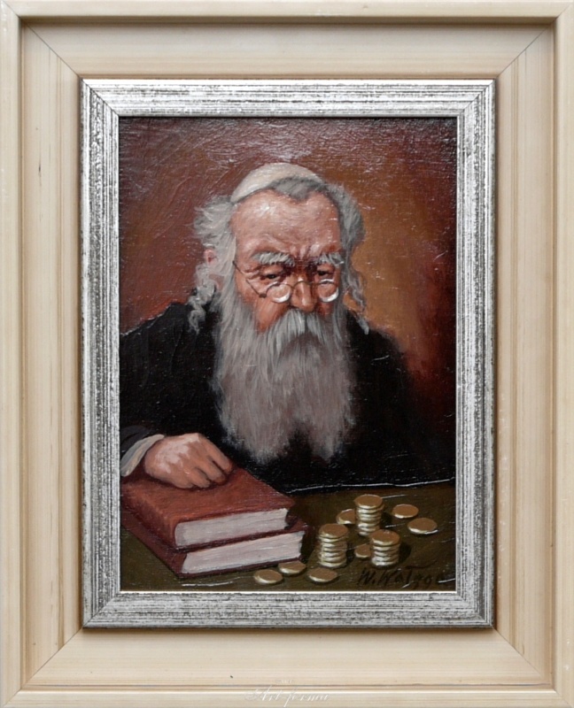 Wiktor Wałęga obraz olejny  Portret Żyda