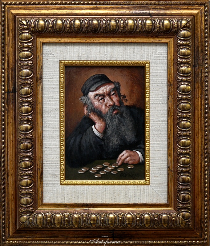 Wiktor Wałęga - Portret żyda liczącego pieniądze