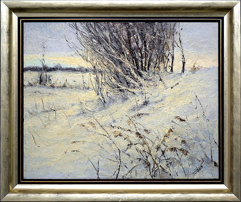 W zaciszu zimy - obraz olejny Huberta Jabłońskiego